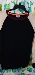 Colorblock crew sweater with elbow patch